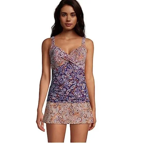 NWT Lands' End Women's Underwire Wrap Tankini Swim Top Size 16W $120 GG291 - Picture 1 of 4